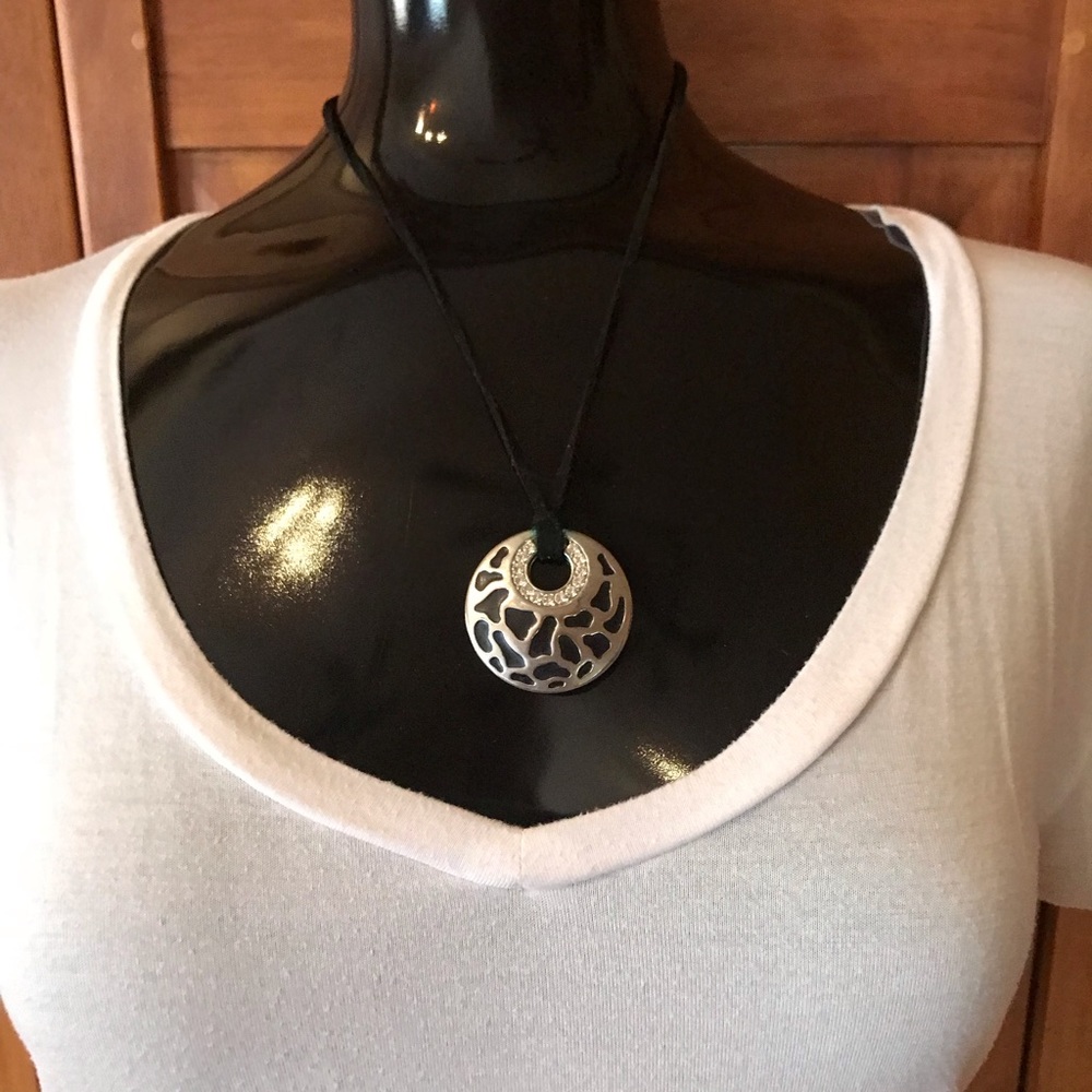 Silver and black necklace